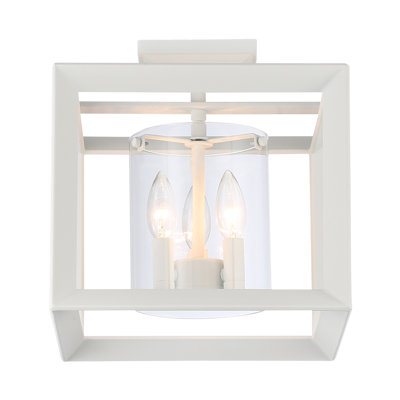 Smyth 3-Light Semi-Flush in Natural White with Clear Glass