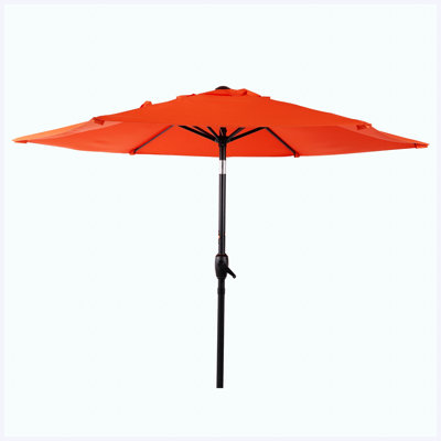10 FT Orange Patio Umbrella with Push Button Tilt & Crank Mechanism, Large Outdoor Sun Shade Umbrella for Garden, Deck, Pool & Backyard (No Base Included)