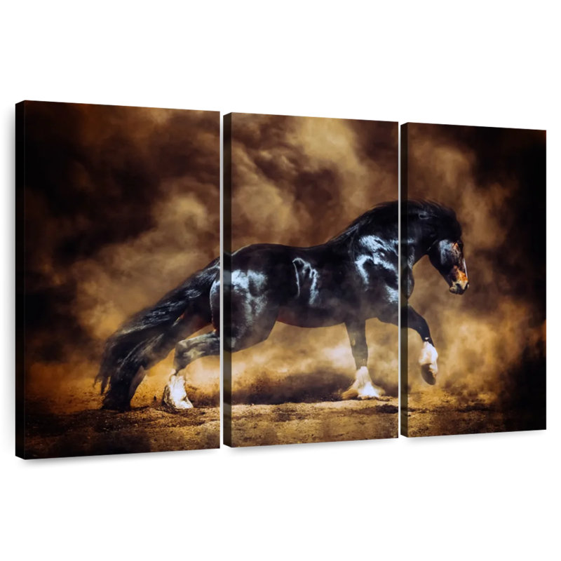 Brampt Black Draft Horse, 42" H x 65" W