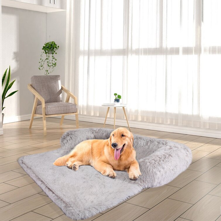 Calming Dog Bed Fluffy Plush Pet Sofa Couch Cover Pads Furniture Protector  Mats