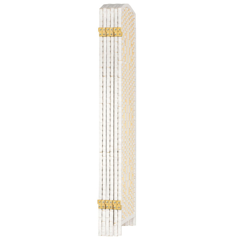 2 Ft. Tall Diamond Weave Fiber Room Divider - Dark Mocha - 8 Panel, 6, 2 ft, White