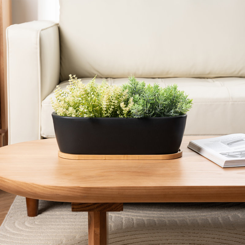 Indoor Ceramic Flower Pot Planter, Black/Brown