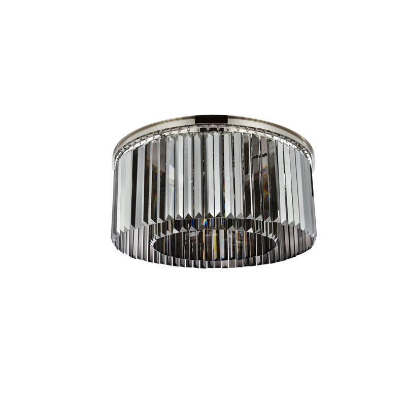 Yazmin Crystal Flush Mount, Gray, Polished Nickel