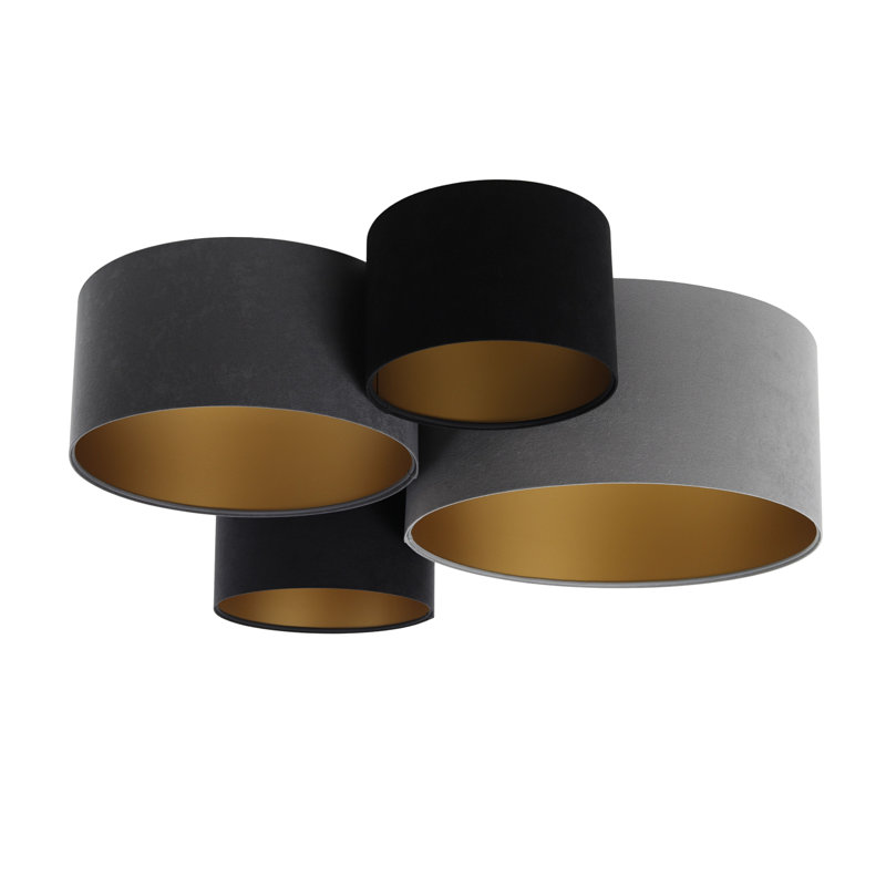 Antoniyo 4 - Light Geometric Chandelier, Black/Grey/Gold
