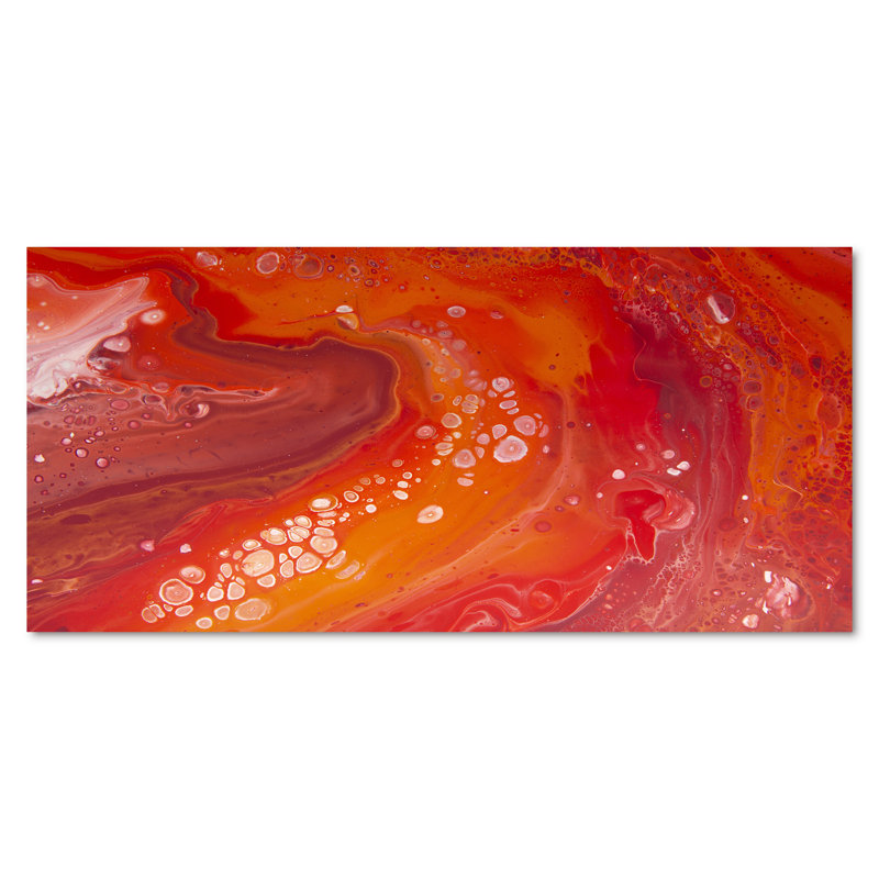 Vibrant Red Marble Landscape - peinture sur toile, H 28 po x l 60 po, Toile tendue