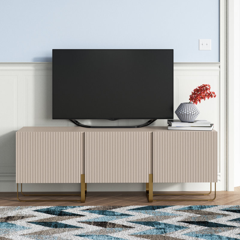 Tollette TV Stand for TVs up to 65", Blue/Gold