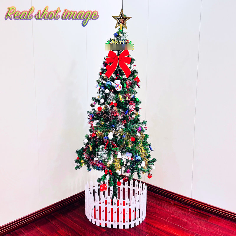 Arbre de Noël artificiel 5 pi, DEL, 109 pendentifs, jupes, garde-corps, arbre d'ambiance festif intérieur avec lumières DEL, 5 pi, garde-corps pour la joie