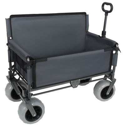 3-In-1 Folding Wagon With Bench Seat – 500Lbs Capacity, 9"X4" Beach Tires For Camping & Beach