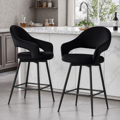 Tabouret de comptoir pivotant 26 po avec structure en métal (ensemble de 2)