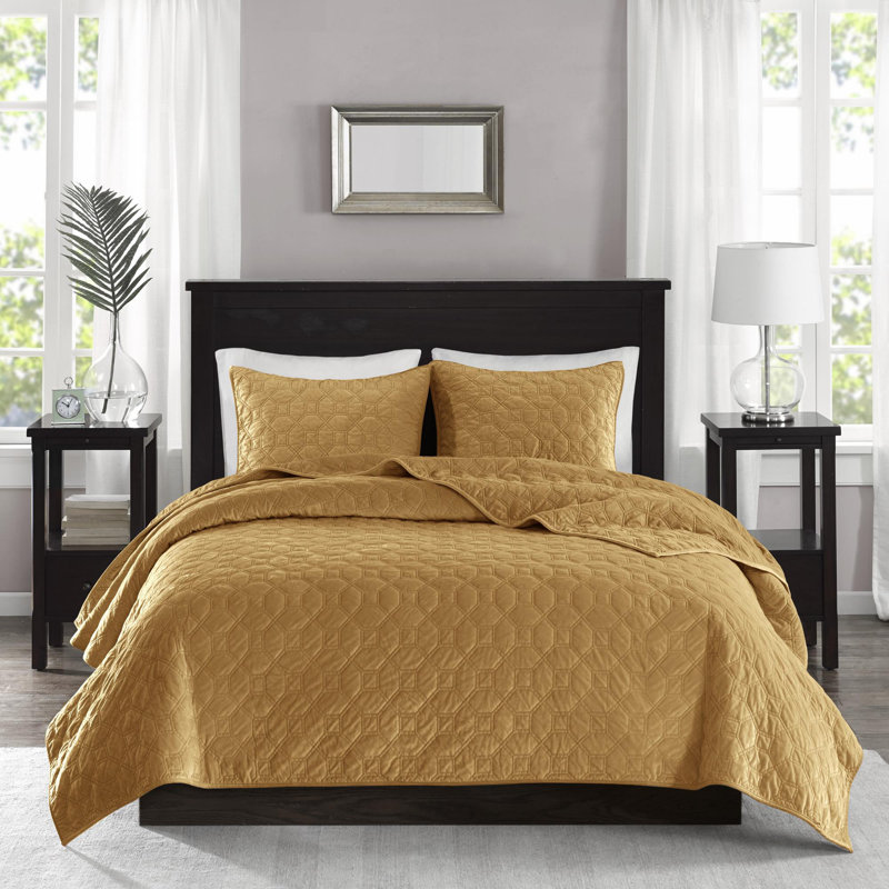Ensemble de courtepointe en velours 3 pièces, King Quilt + 2 Standard Shams, Ivoire ivoire