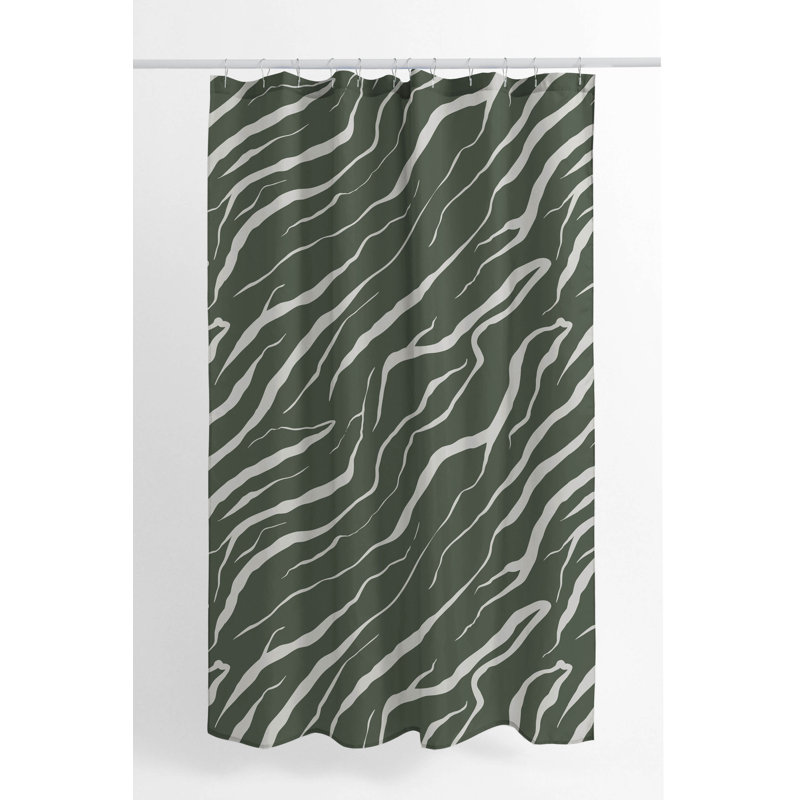 Lush Cracks Ultra-Thin Lightweight Shower Curtain, Green/Chimichurri