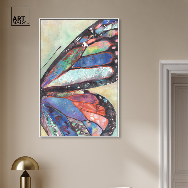 White Framed Butterfly Canvas Wall Art, 46" x 31"