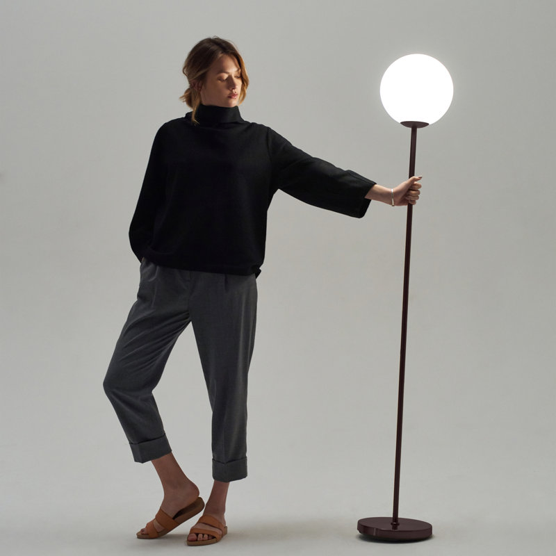 Luna 65" Bronze Modern LED Floor Lamp with Frosted Glass Globe