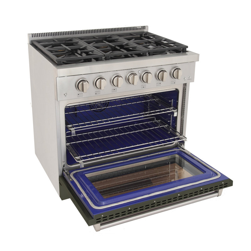 KUCHT Professional 36 in. 5.2 cu. ft. Natural Gas Range and Convection Oven in Olive Green with True Simmer Burners