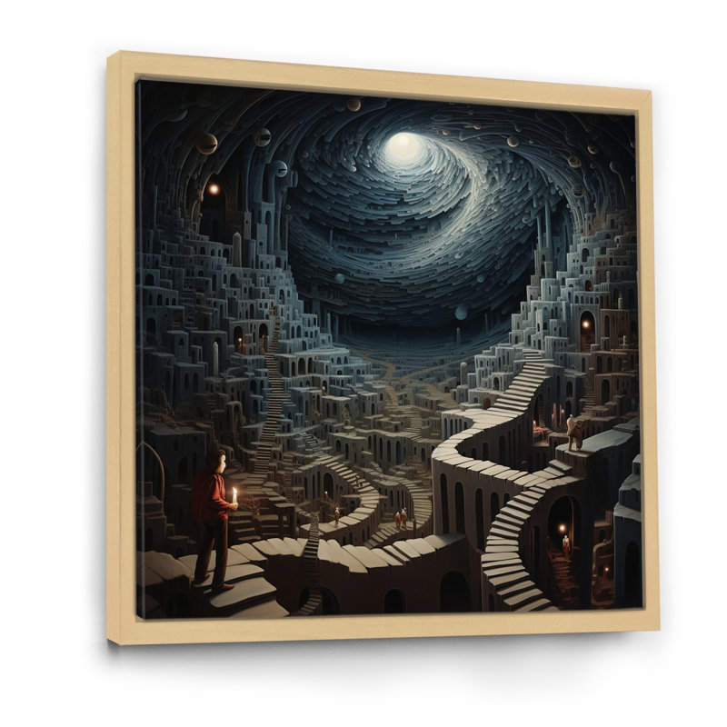 «Unraveling The Blue Labyrinth Mystery I», reproduction sur toile, H 30 po x l 30 po x P 1 po, Cadre naturel flottant
