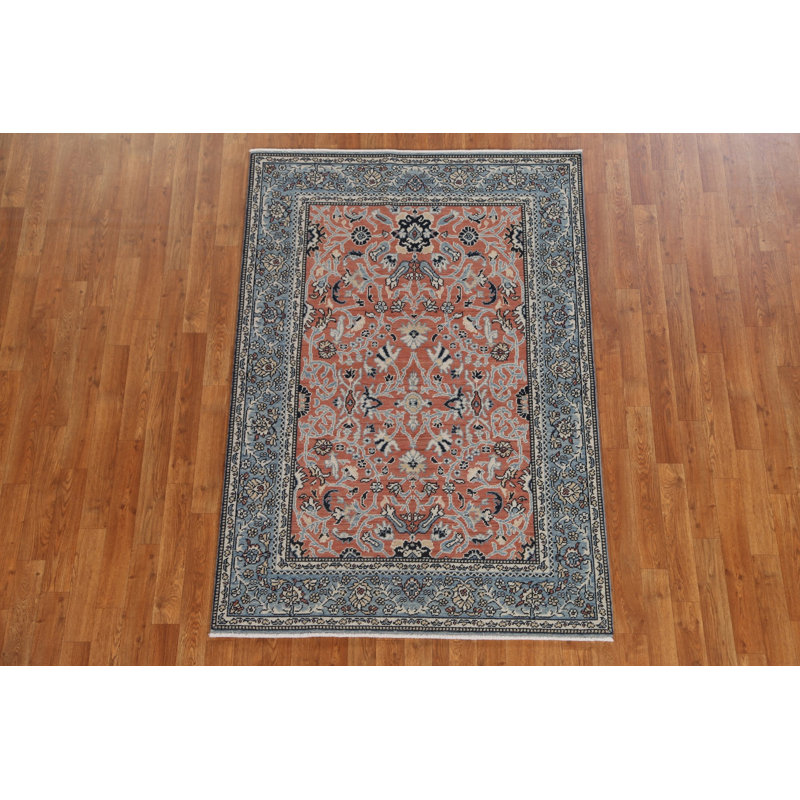 Tapis turc en laine à motif floral unique noué à la main 3 pi 11 po x 5 pi 10 po Ziegler