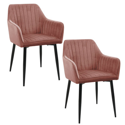 Akaria 49cm H Tufted Velvet Upholstered Upholstered Back Stacking Side Chair in Pink