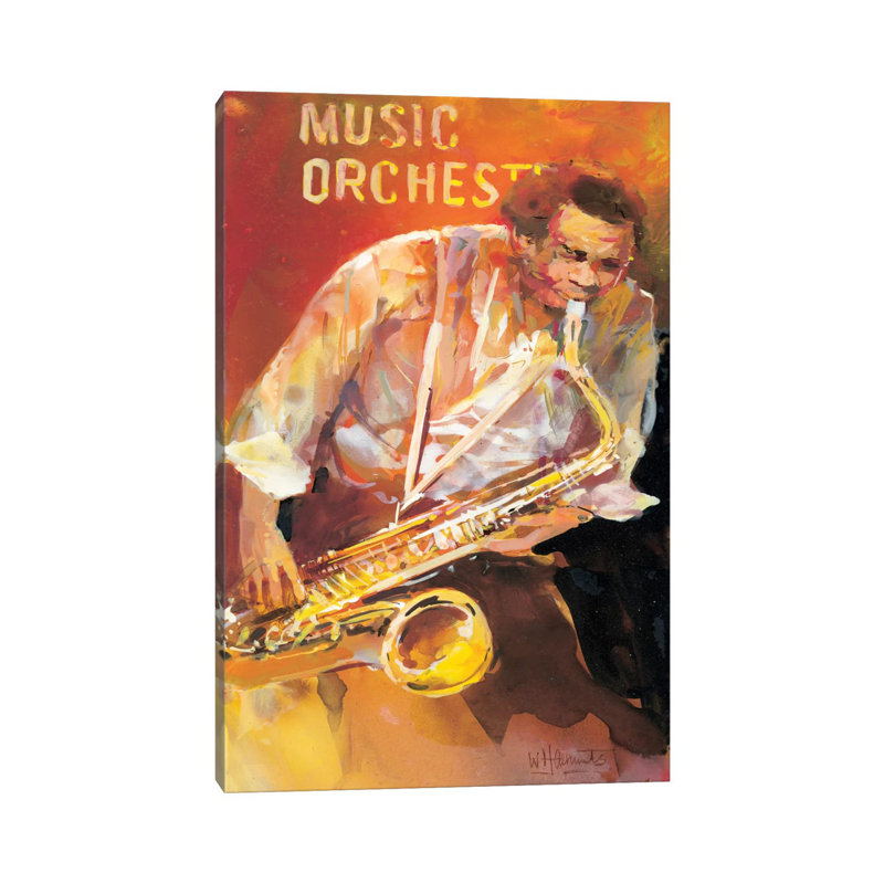 Jazzman II by Willem Haenraets - Wrapped Canvas Painting, 20.32 cm H x 30.48 cm W