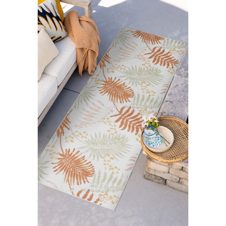 Valery Floral Reversible Flatweave Polypropylene Indoor / Outdoor Area Rug - Orange 