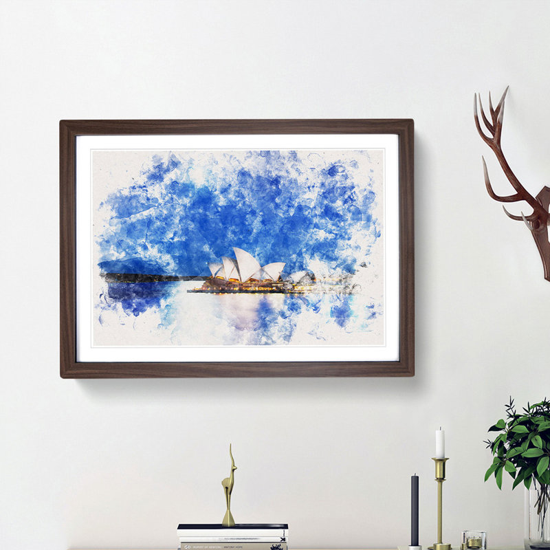 Sydney Opera House - Picture Frame Painting Print, 60cm H x 91cm W x 2cm D, Oak Framed