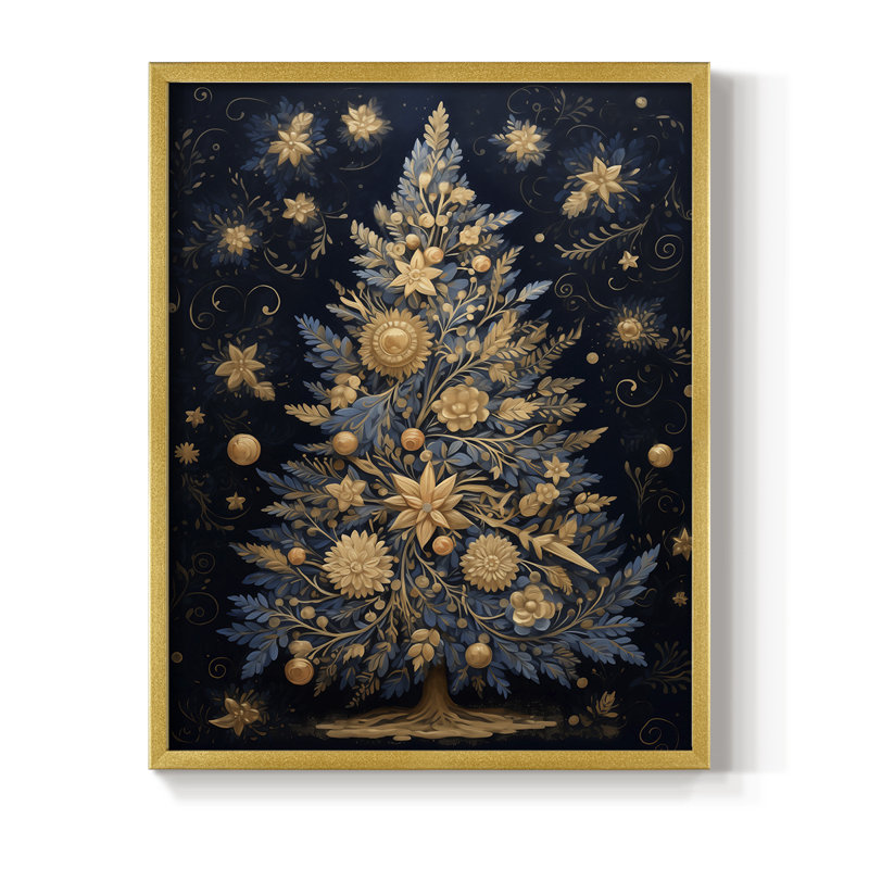 Christmas Holiday Art DCXLV Framed Print - Solid Wood, H 30 po x l 24 po, Doré