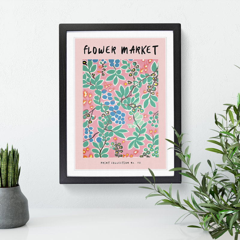 Pink Flower Market Exhibition No.12 1 Piece Single Picture Frame Wall Art, 46cm H x 34cm W x 2cm D