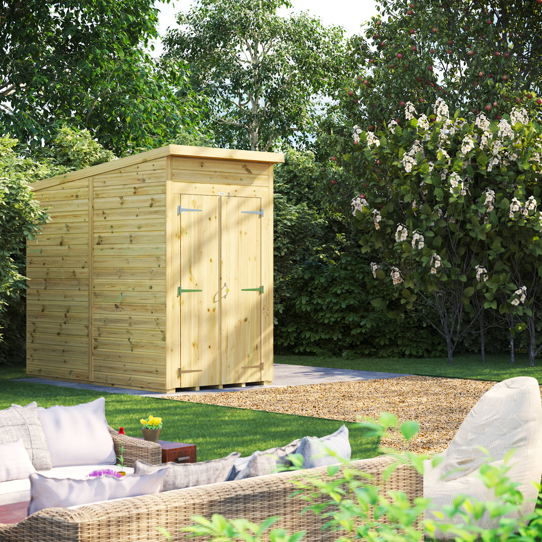 Powersheds 4 x 8ft Premium Pressure Treated Timber Windowless Garden Shed Pent Double Doors