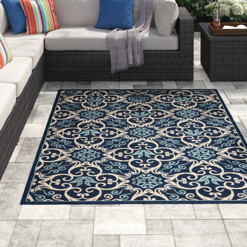 Tapis floral tissé à la machine résistant aux taches, Rectangle 5 pi 3 po x 7 pi 5 po