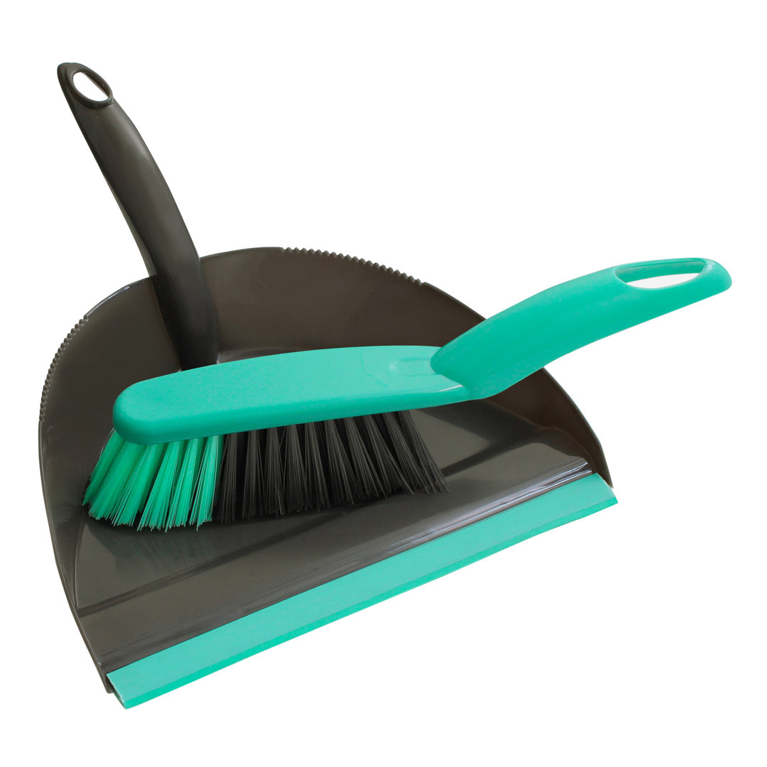 JVL Dustpan and Bristle Brush Set - Turquoise