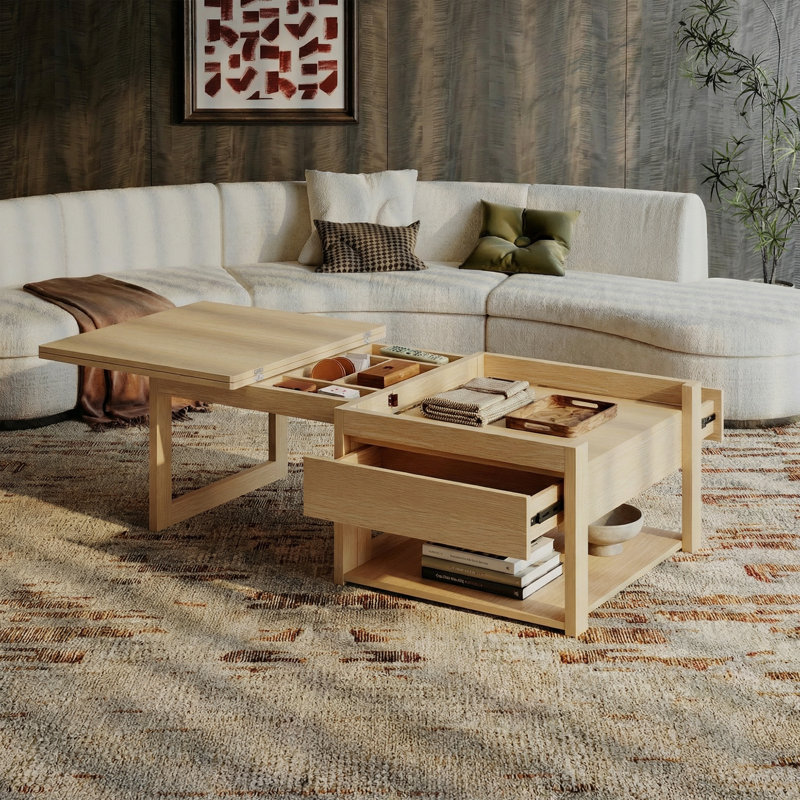 Transformable Oak-Effect Coffee Table (4-In-1 Multi-Use)