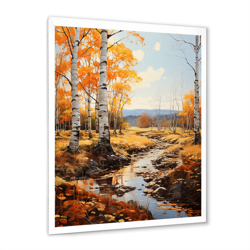 Carveth Birch Woods Autumn Sonata II, reproduction d'art sur toile encadrée, H 44 po x l 34 po x P 1,5 po, Cadre photo blanc