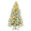 Arbre de Noël enneigé en épinette pré-éclairé, arbre de Noël articulé artificiel avec 350 lumières DEL multicolores, 8 modes de clignotement, décoration de bureau de vacances