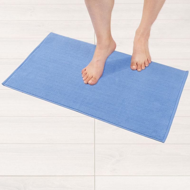 Tapis pour salle de bain 100% coton Chemung, L 17 po x L 24 po, Bleu ciel