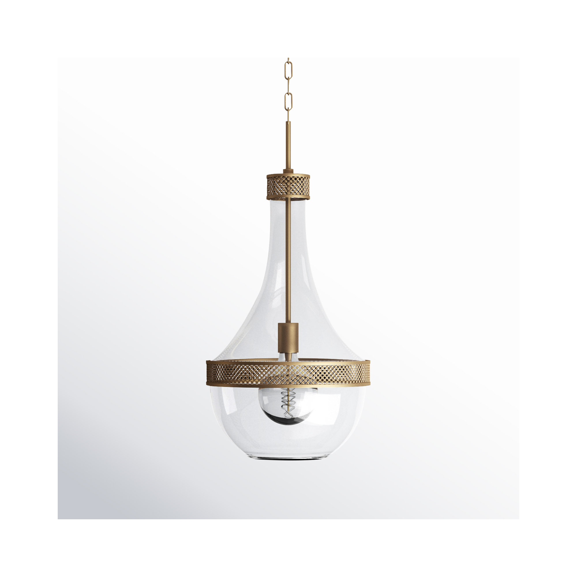 Twain Single Light Pendant, 32" H x 17.5" W x 17.5" D, Aged Brass