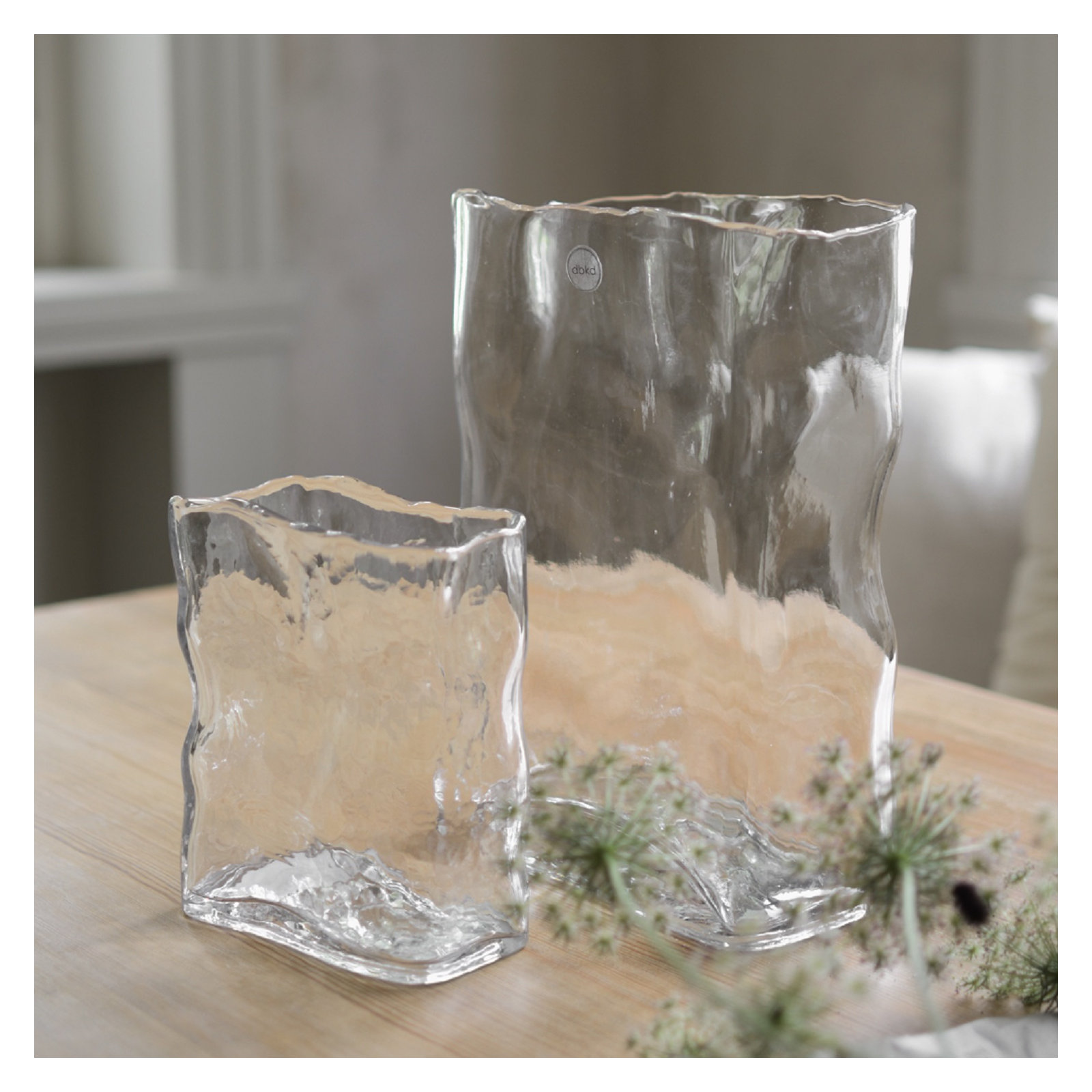 Filia Glass Table Vase, Clear, 11.1" H x 7.87" W x 4.33" D