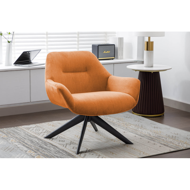 Adairsville Fabric Accent Chair with Steel Legs, Orange Polyester Blend