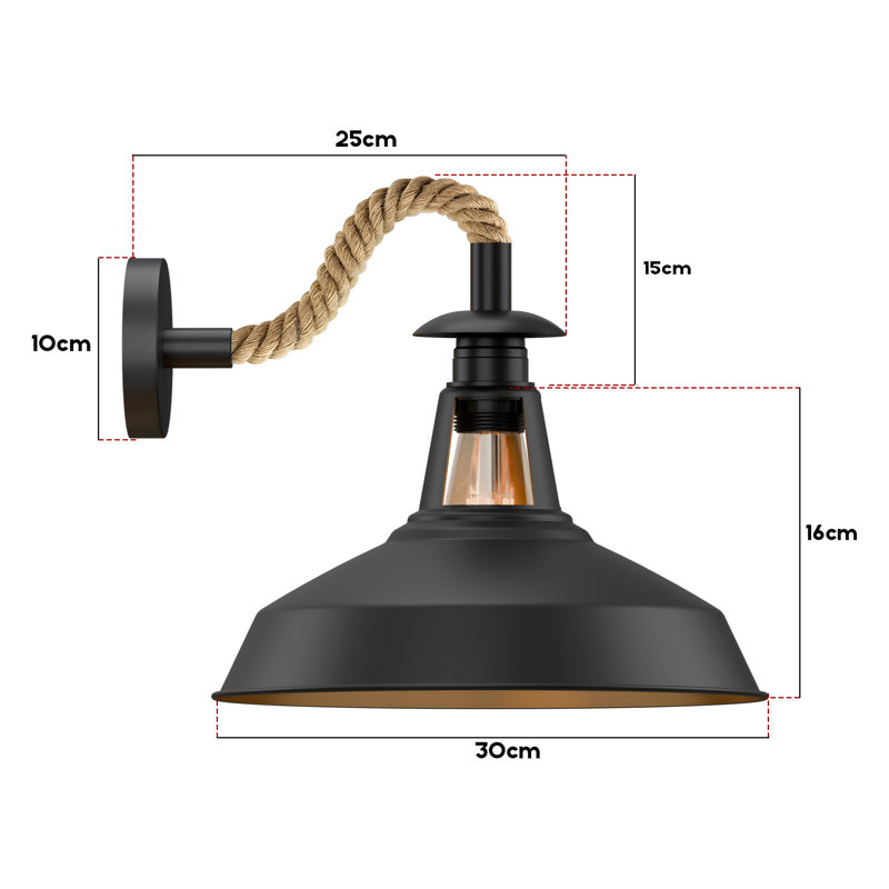 Mairead Armed Sconce, Black Gold Inner, No