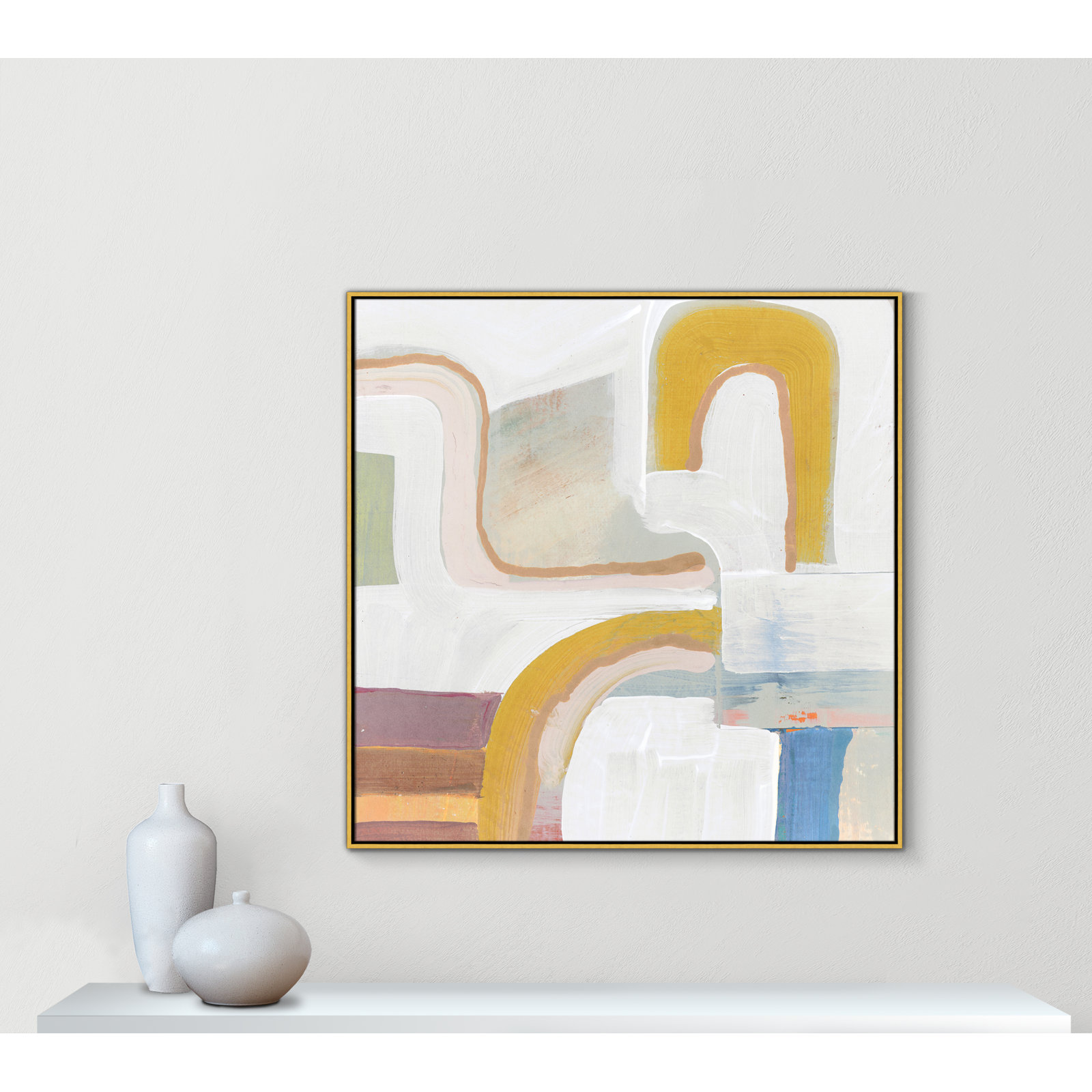 Copeland "Together Again I" Painting by Cartissi, 46.5" H x 46.5" W, Gold