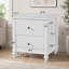 Table de chevet 23 po avec 2 tiroirs, couleur blanche - Table de chevet en bois robuste pour la chambre à coucher et le salon, décor moderne, MP1