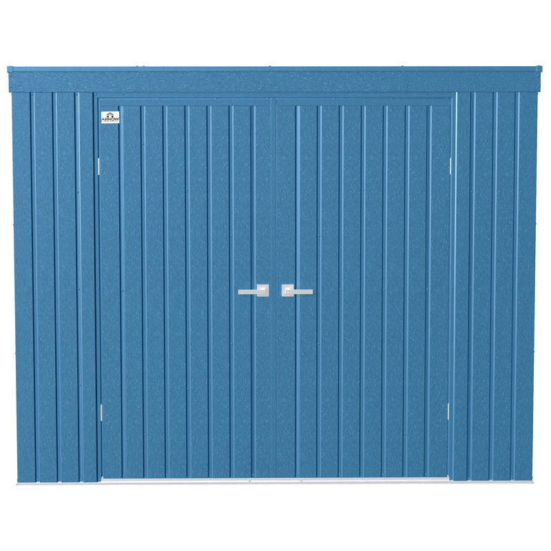 Elite 8 ft x 4 ft Blue Grey Galvanized Steel Storage Shed