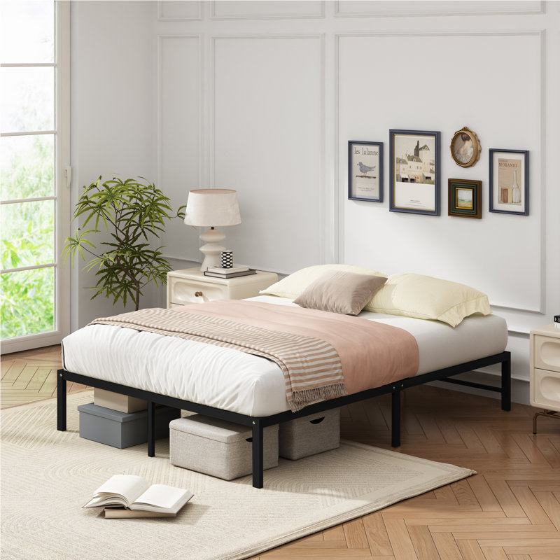 Metal Platform Bed Frame, Black, Queen