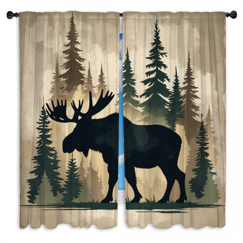 Moose In Forest, 56 po x 76 po - 2 panneaux, Transparent