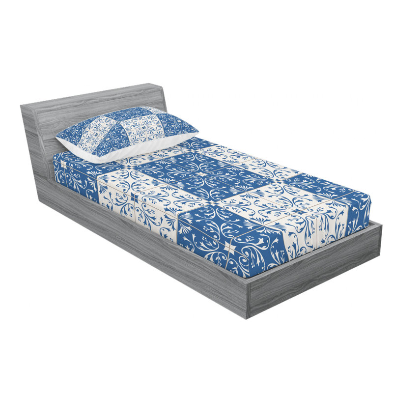 Microfiber Floral Sheet Set, Twin XL Sheet Set with Fitted Sheet