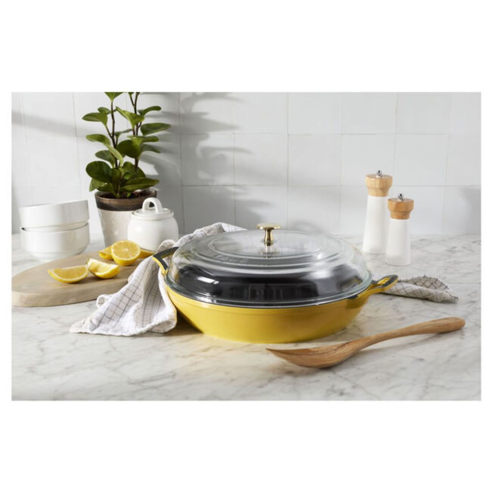 Braisers 3.5 L Cast Iron Round Heritage Braiser/Sauté Pan, Yellow