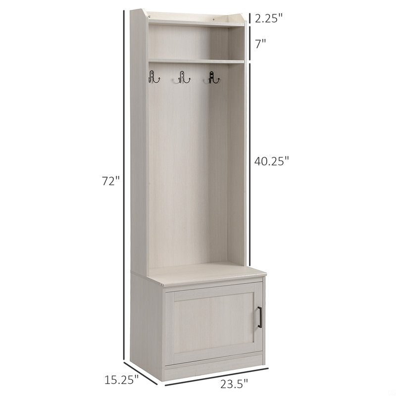 Hall Tree With Shoe Storage Bench, Entryway Bench With Coat Rack, Accent Coat Tree With Storage Shelves