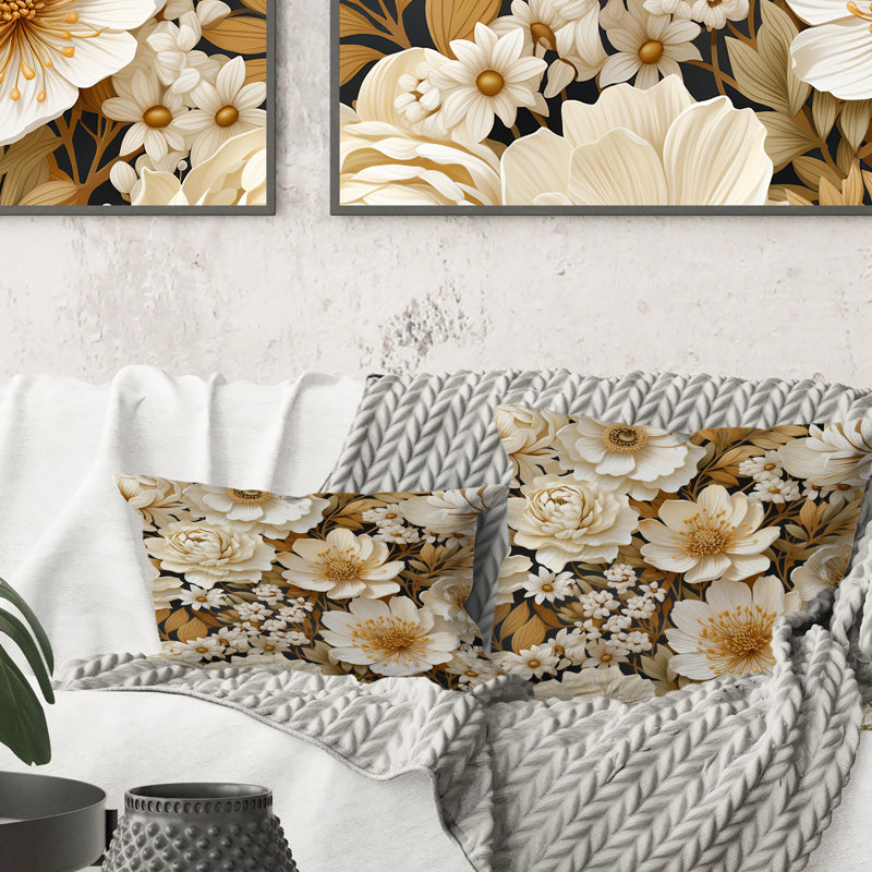 Coussin Beige Boho Chic Poppy Blooms III, H 16 po x l 16 po