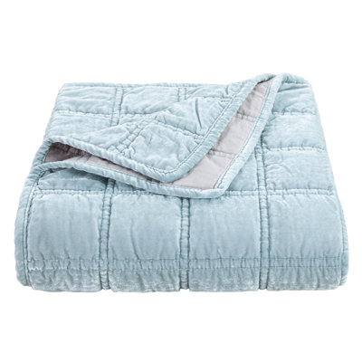 Stella Solid Faux Silk Velvet Double Box Stitch Romantic Western 50x60 inch Throw Blanket