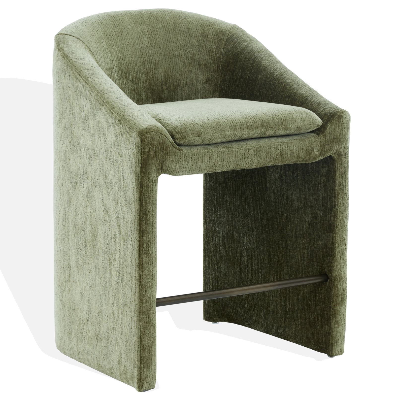Oshawa Upholstered Chenille Bar and Counter Stool, Counter Stool (26.8" Seat Height), Olive Green