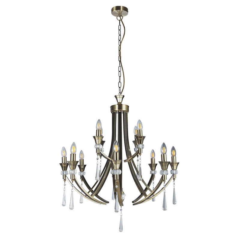 Eddings 12 - Light Candle Style Chandelier, Antique Brass