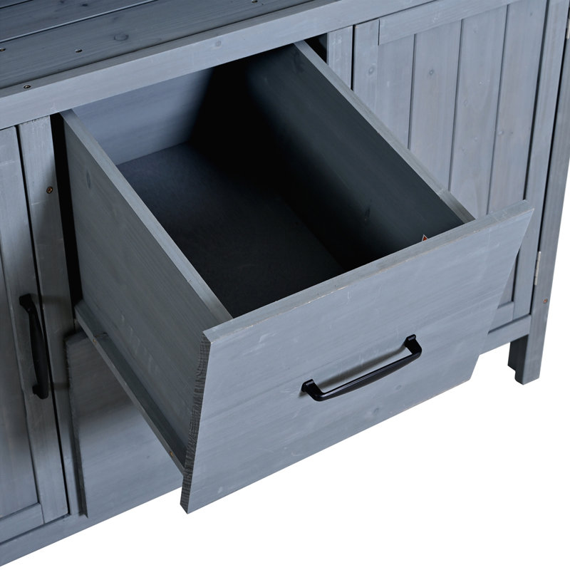 45.3" L Multi-Functional Outdoor Patio Kitchen Island with Hutch, Gray